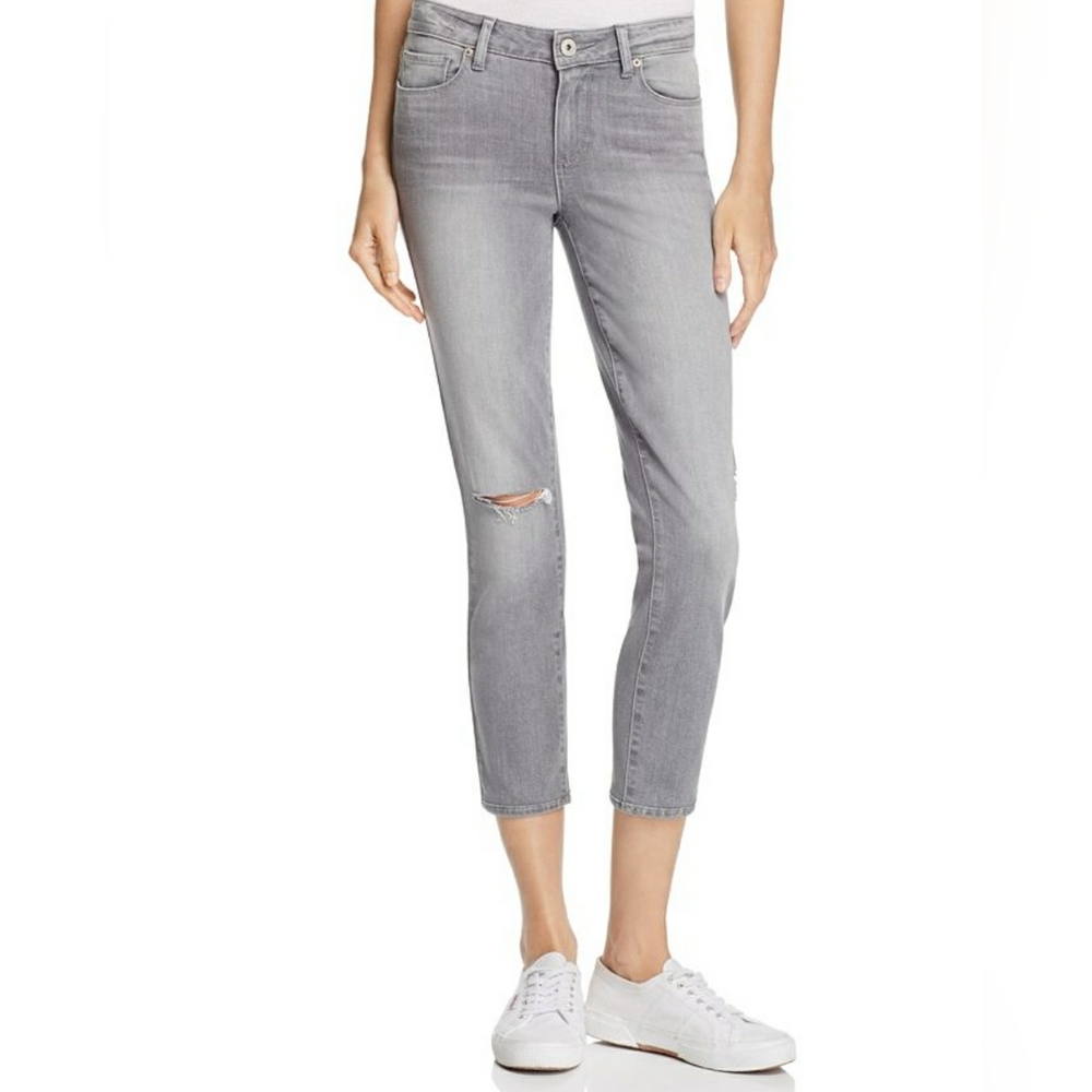 PAIGE Verdugo crop jeans stone grey destructed size 30